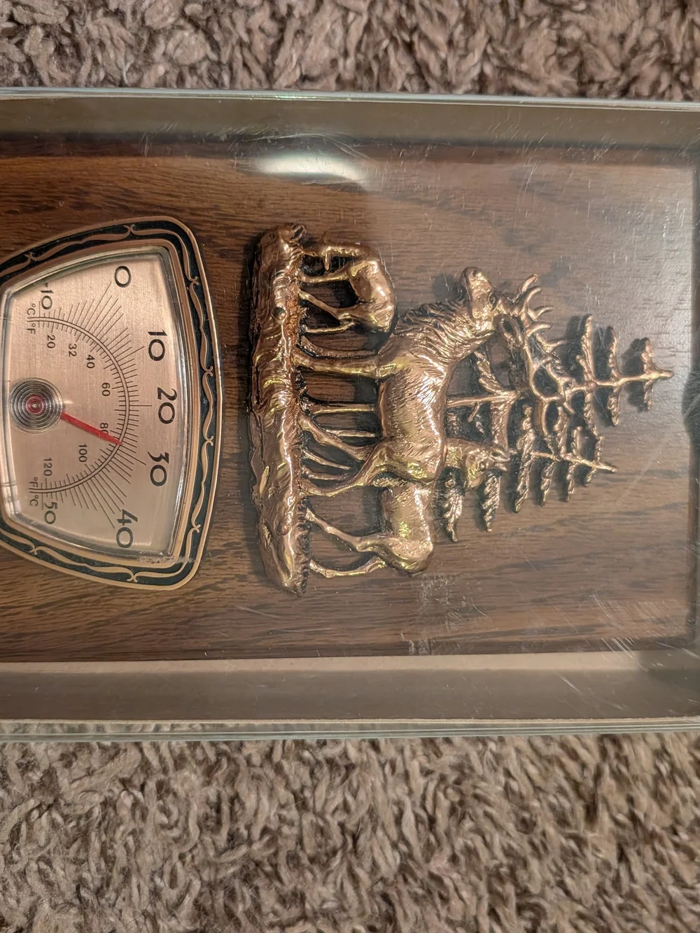 Wheeling, West Virginia Wall Thermometer with Copper Deer Relief